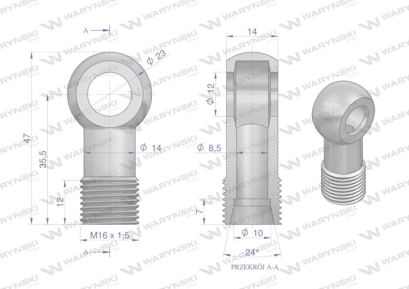 Złączka Oczkowa Fi12-10L (M16X1.5) Waryński 2szt W-OCZKO-12-10L - zdjęcie 4