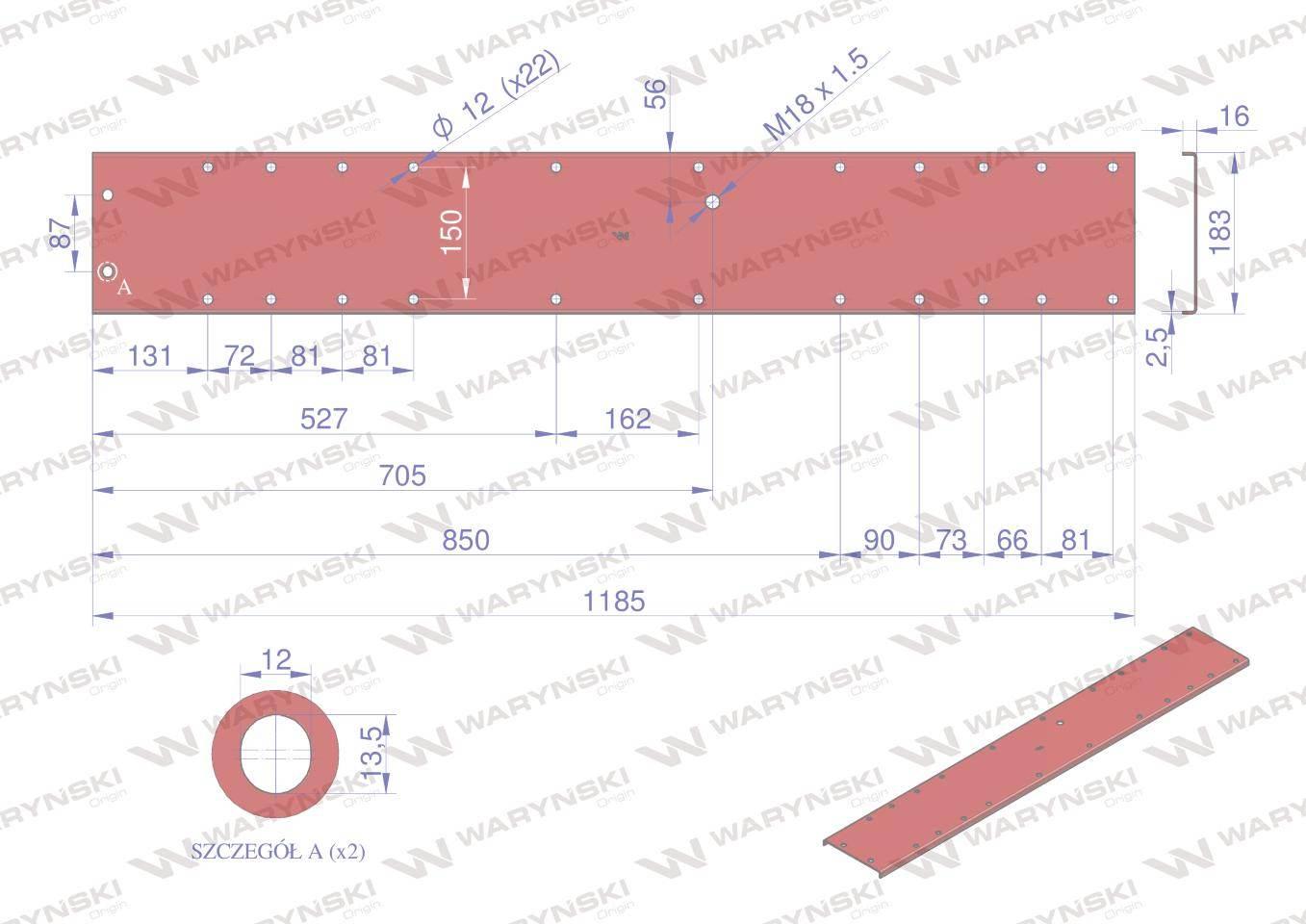 Pokrywa ramy głównej kosiarka rotacyjna 1.65 Waryński W-5036010650 - zdjęcie 2