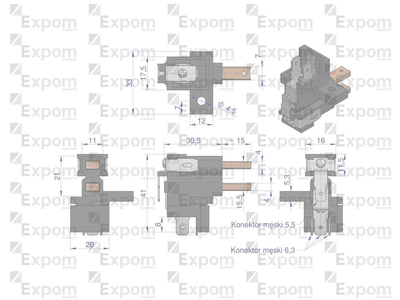 Szczotkotrzymacz ze szczotkami alternatora EX230000. EX260000 C-330 C-360 E - zdjęcie 2