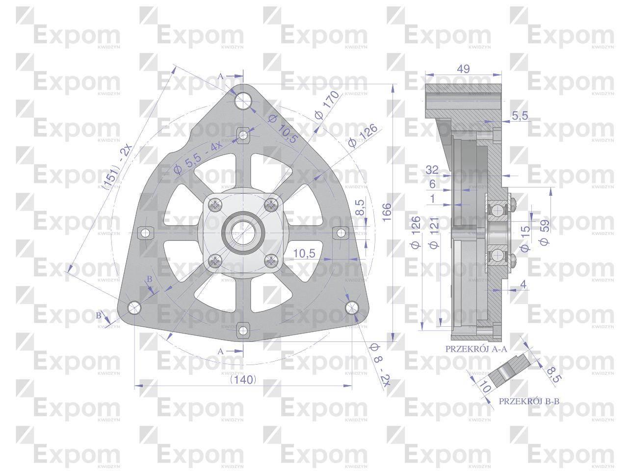 Tarcza pokrywa przednia alternatora EX230000 C-330 C-360 EXPOM KWIDZYN eu - zdjęcie 2