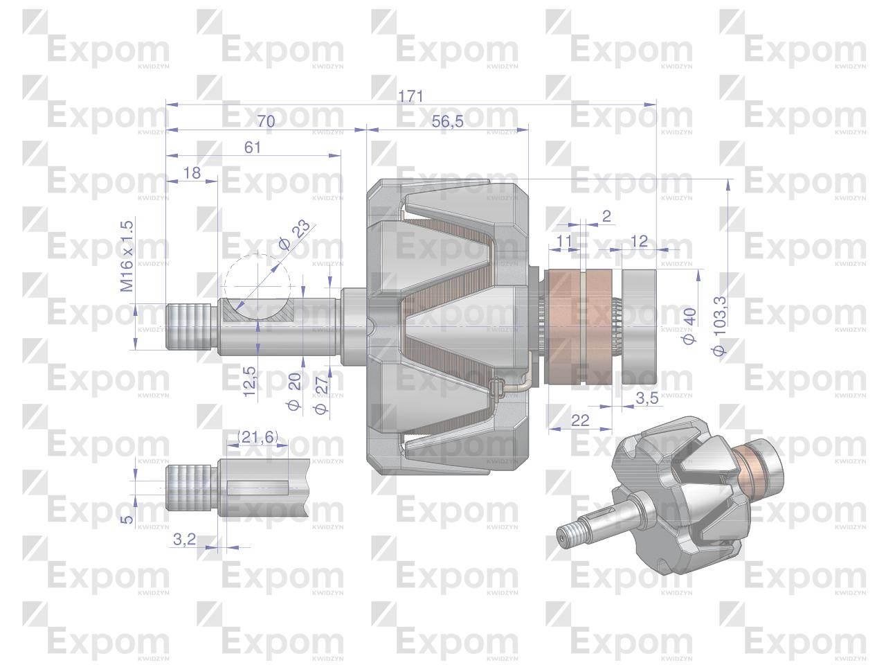 Wirnik alternatora EX257000 A120 Bizon NOWY TYP EXPOM KWIDZYN eu - zdjęcie 2