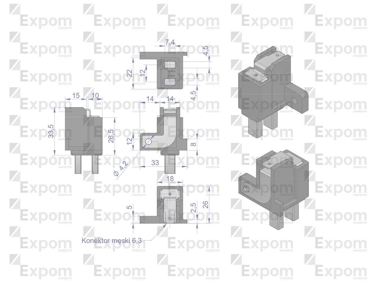 Szczotkotrzymacz ze szczotkami alternatora EX257000 A120 Bizon EXPOM KWIDZY - zdjęcie 3