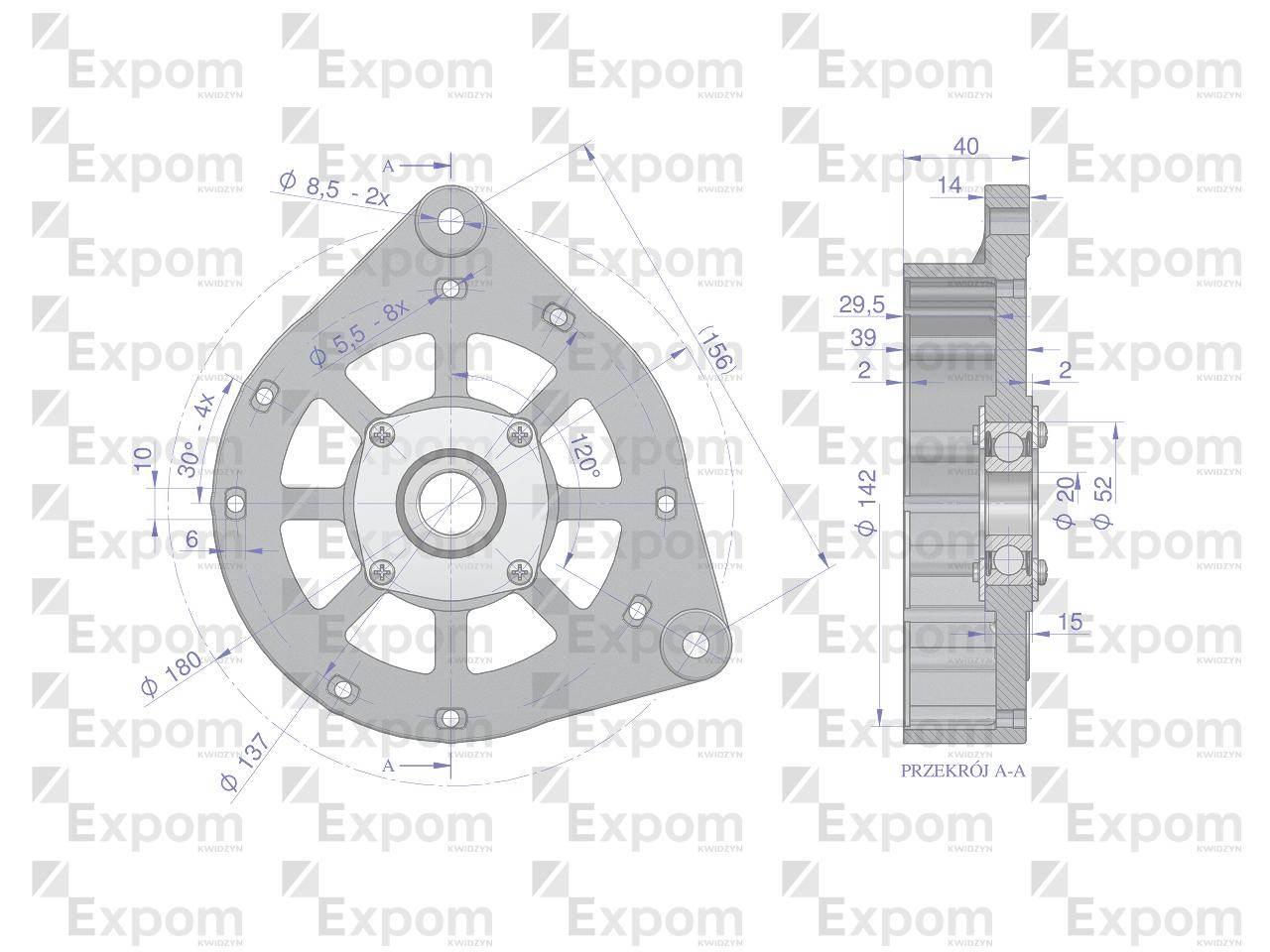 Tarcza pokrywa przednia alternatora EX257000 A120 Bizon EXPOM KWIDZYN eu - zdjęcie 2