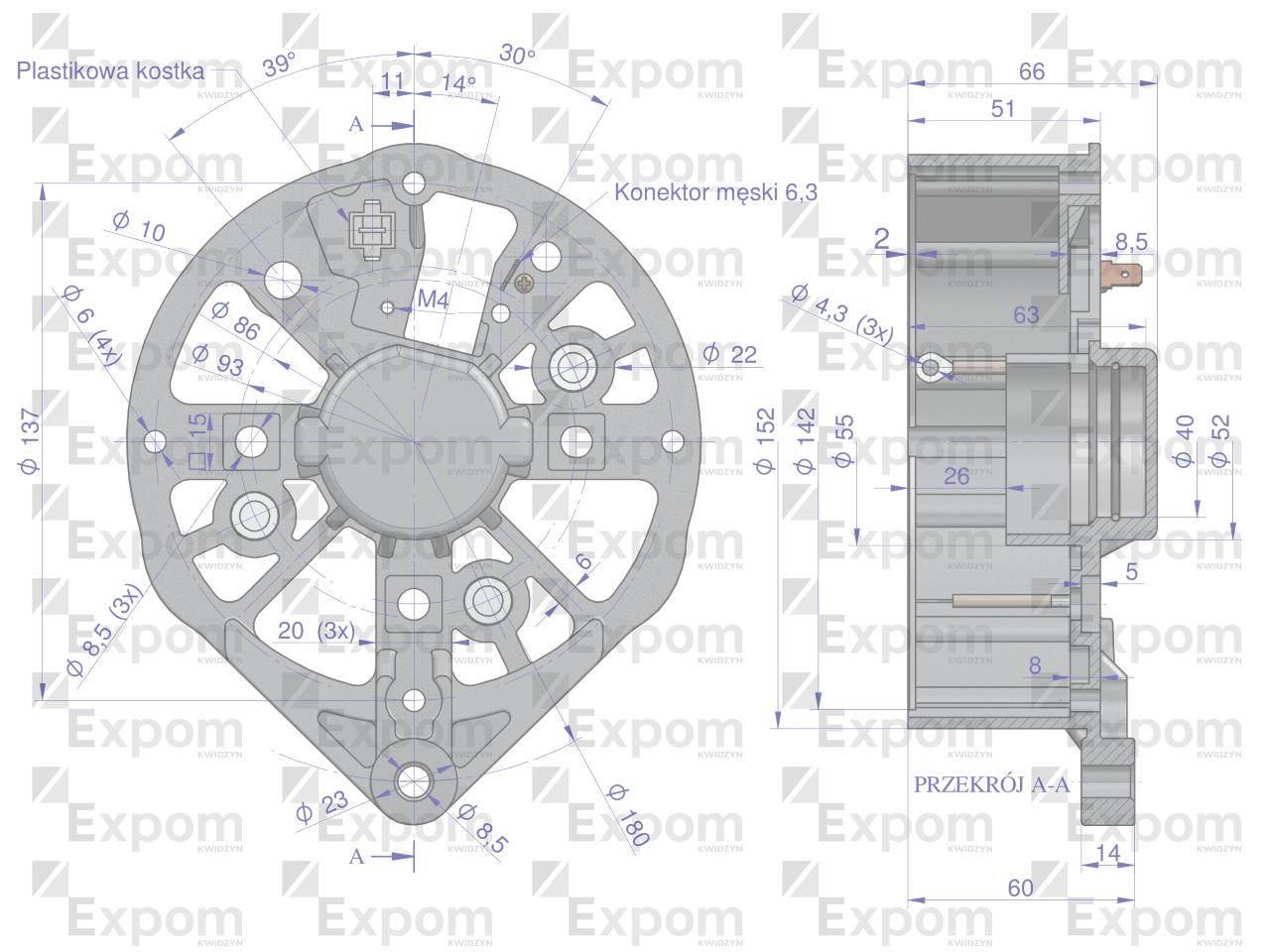 Tarcza pokrywa tylna alternatora EX257000 A120 Bizon EXPOM KWIDZYN eu
