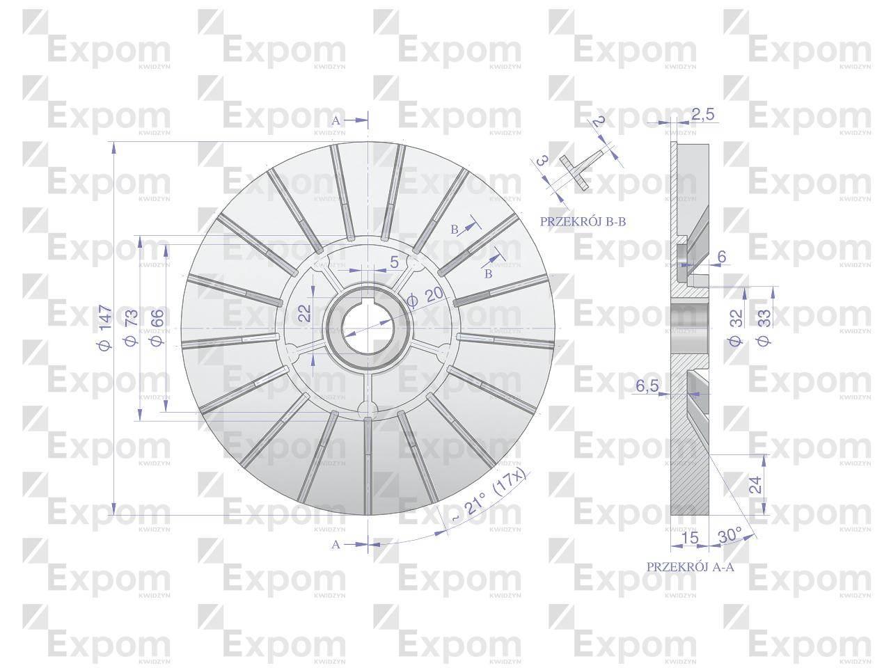 Wentylator alternatora EX257000 A120 Bizon EXPOM KWIDZYN eu EX-254955EX - zdjęcie 2