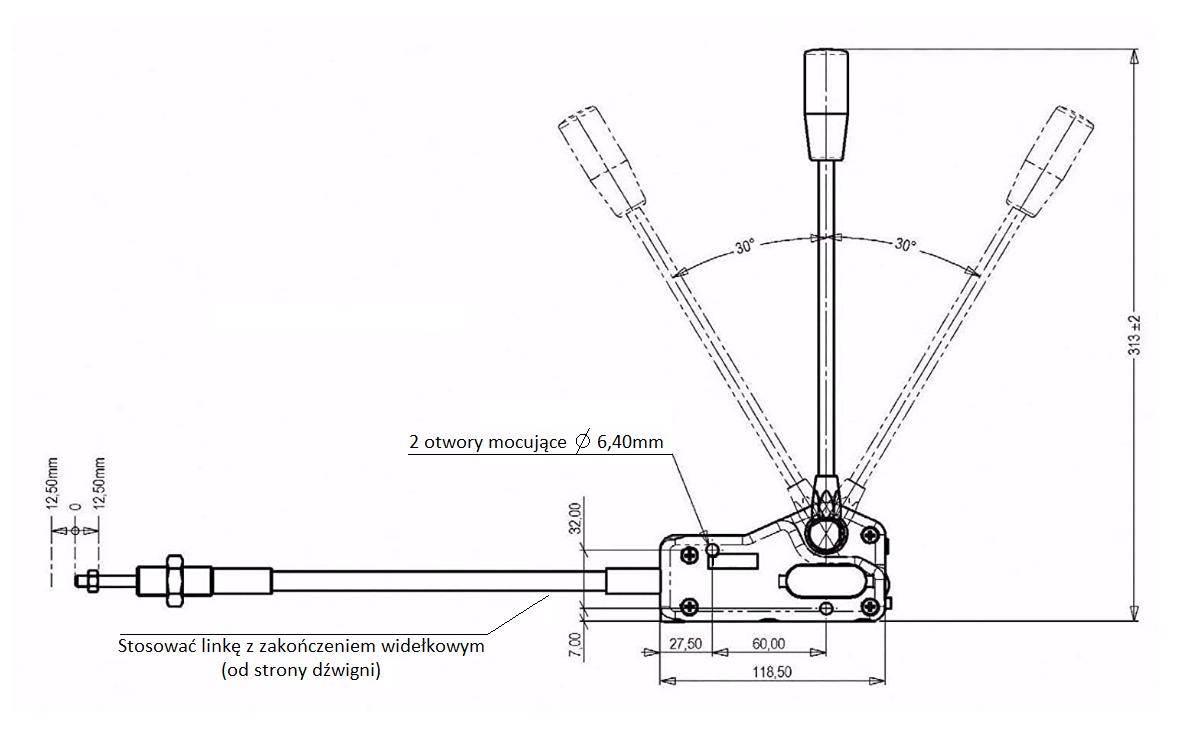 Dźwignia 3047 do sterowania rozdzielaczem hydraulicznym (na linki. widełki) - zdjęcie 5