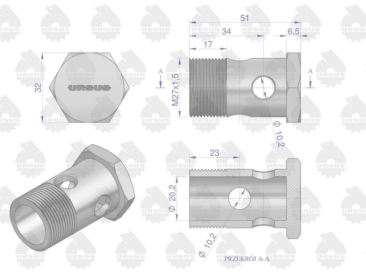 Łącznik hydrauliki M27x1.5 972450 C-385 ORYGINAŁ URSUS 54250408U - zdjęcie 3