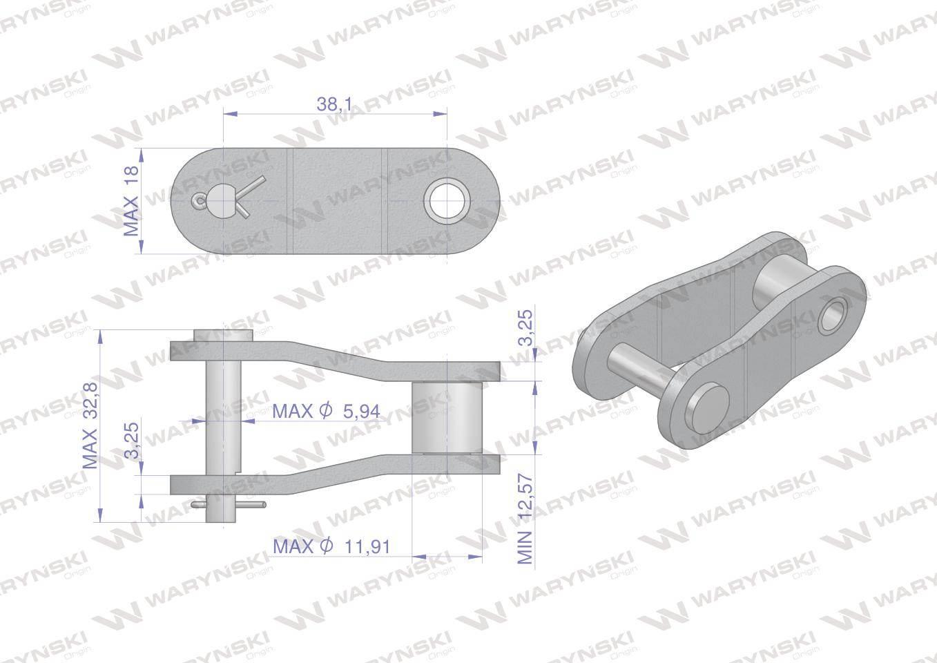 Półogniwo łańcucha CA2060H Waryński 5szt W-PCA2060H - zdjęcie 2