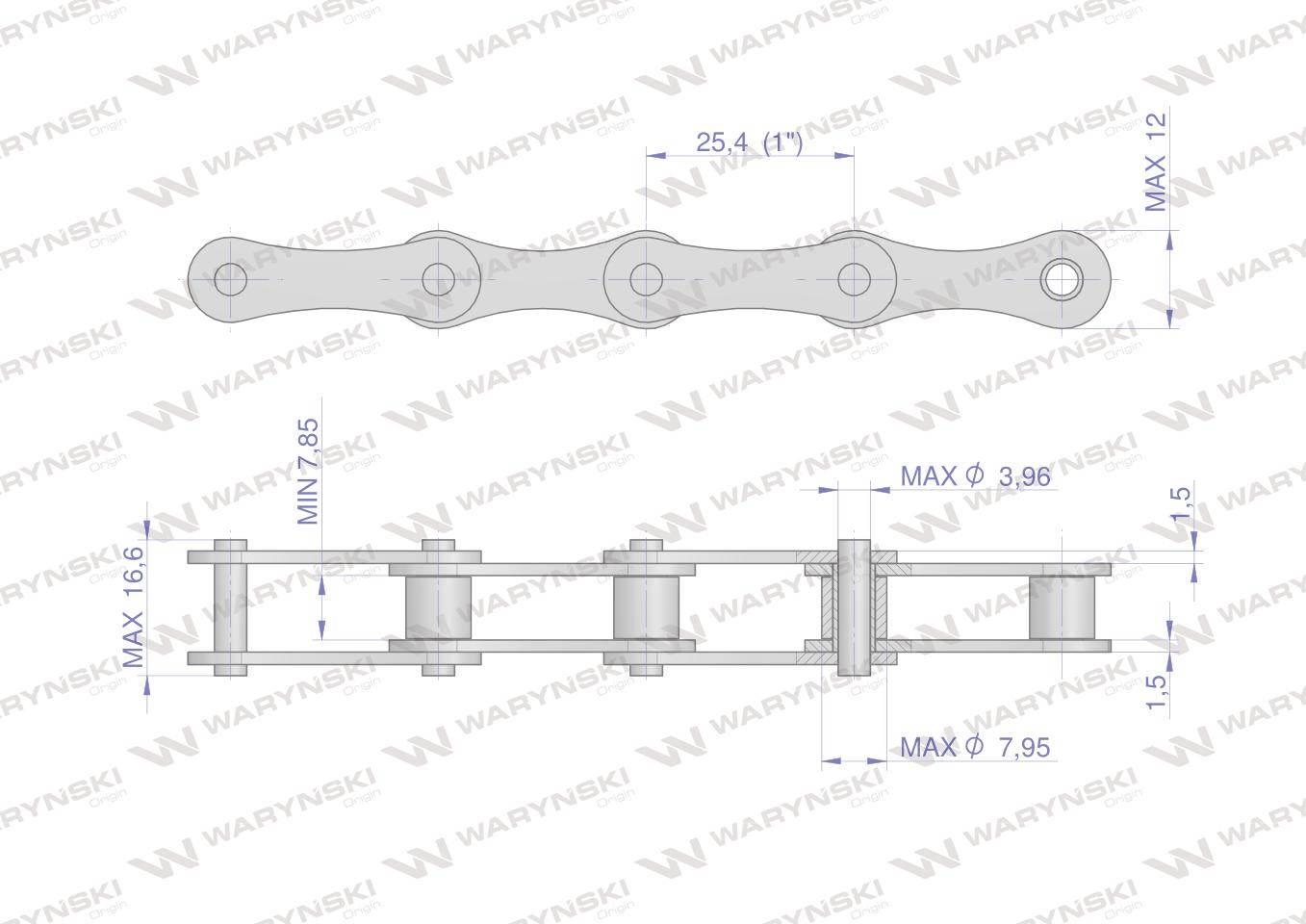 Łańcuch rolkowy L208A-34PZ zastosowanie Claas 600981. 600981.0. 0006009810 - zdjęcie 2