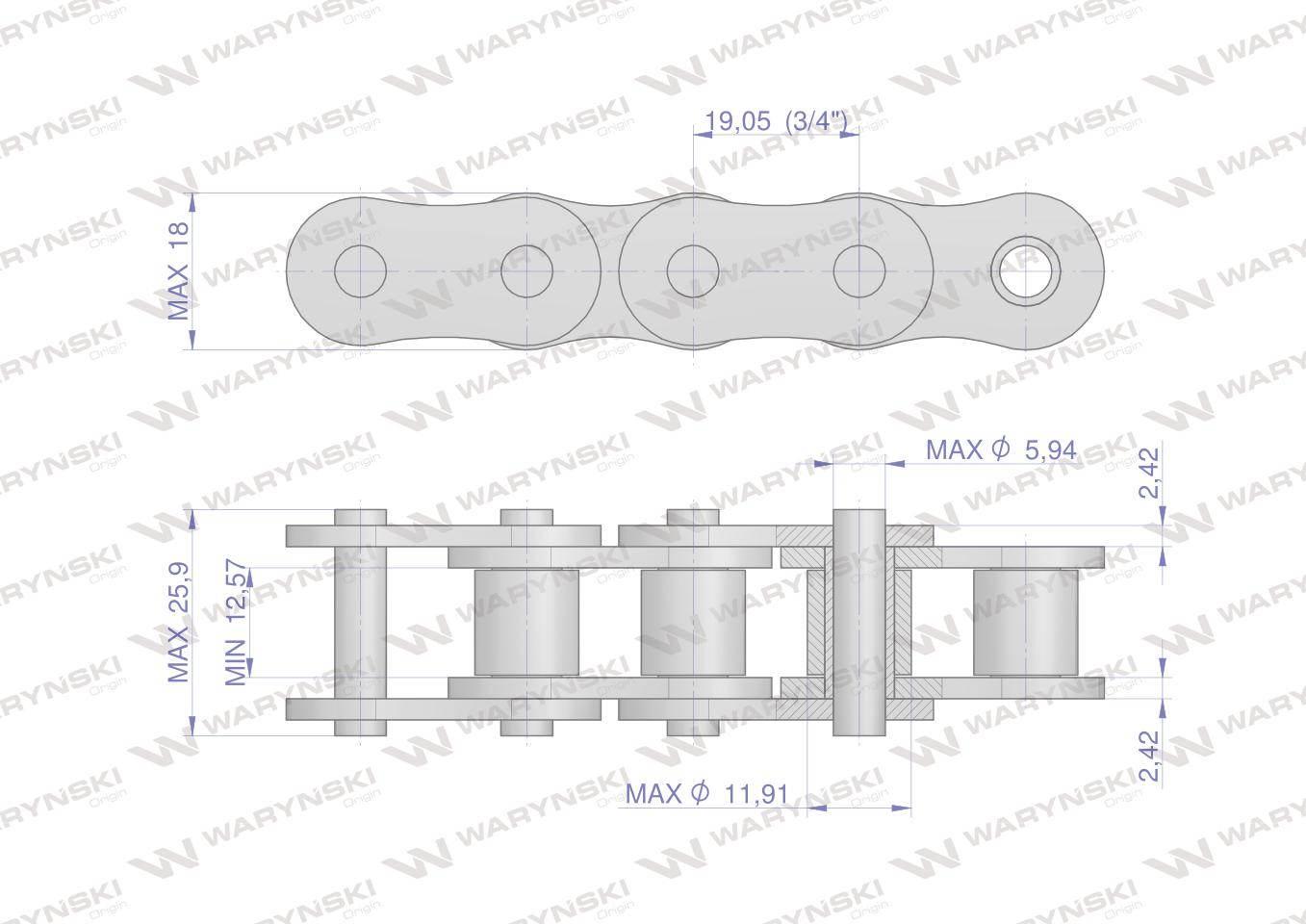 Łańcuch rolkowy L12A1-38PZ zastosowanie Claas 686200. 686200.0. 0006862000 - zdjęcie 2