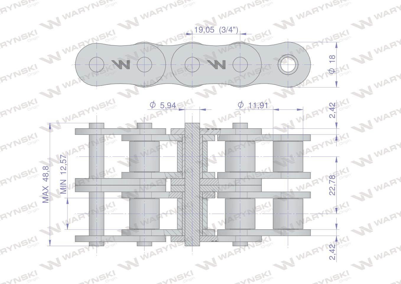 Łańcuch rolkowy L12A2-88PZ zastosowanie Claas 603132. 603132.0. 0006031321 - zdjęcie 2