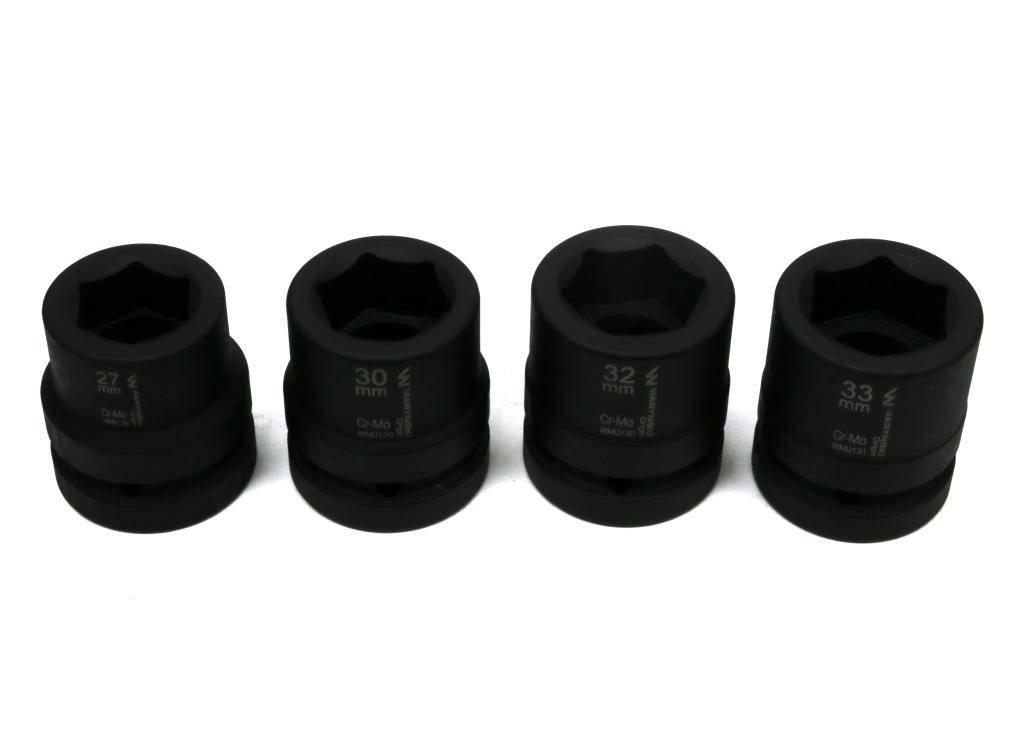 Zestaw nasadek udarowych 1" 4 cz. 27. 30. 32. 33 mm ze stali CrMo DIN 3129 - zdjęcie 2