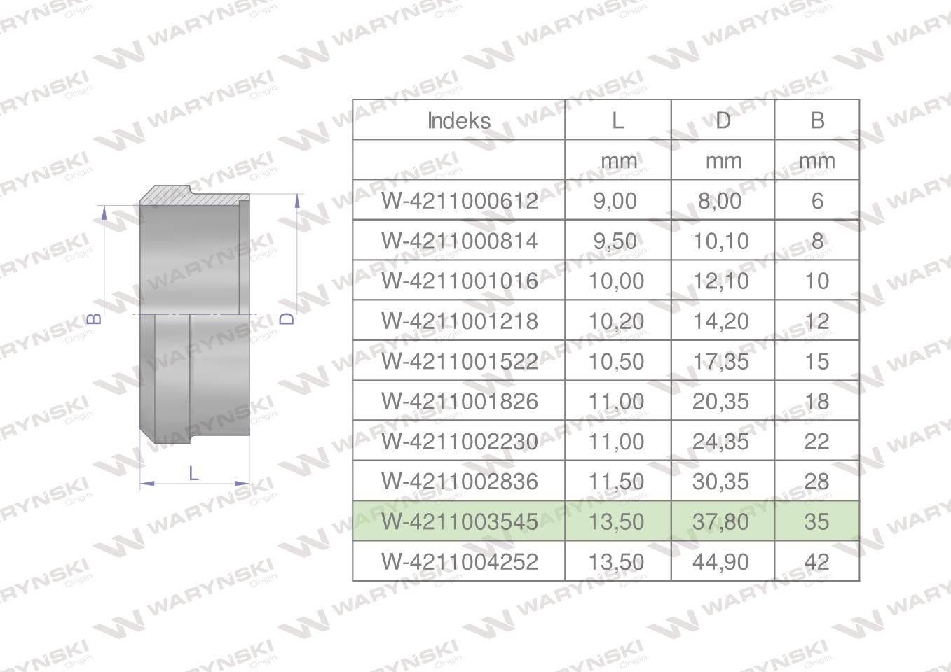 Pierścień zacinający hydrauliczny (DPR35L) 35L Waryński 2szt W-4211003545