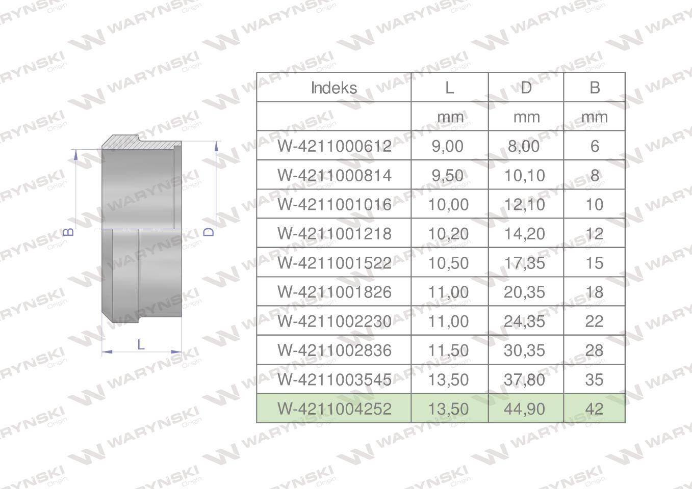 Pierścień zacinający hydrauliczny (DPR42L) 42L Waryński 2szt W-4211004252