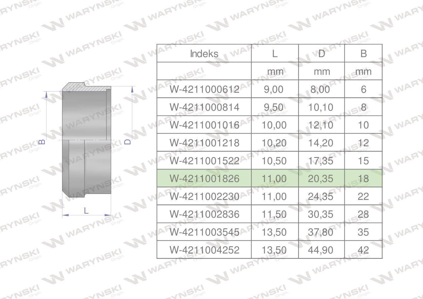 Pierścień zacinający hydrauliczny (DPR18L) 18L Waryński 10szt W-4211001826
