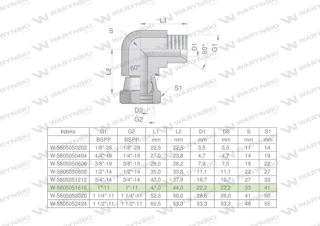 Kolanko hydrauliczne calowe AB 1" BSP Waryński W-5805051616
