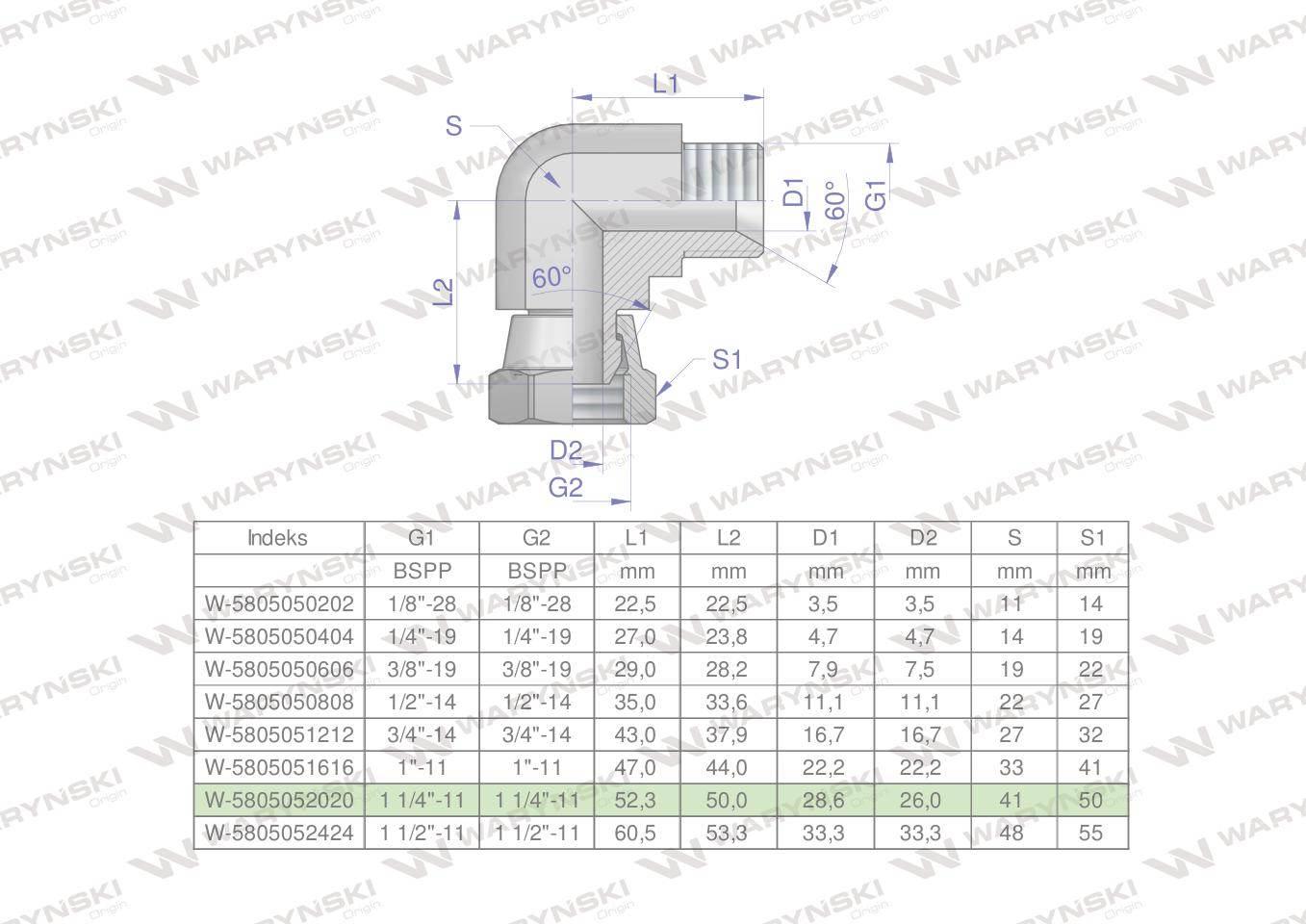 Kolanko hydrauliczne calowe AB 1 1/4" BSP Waryński W-5805052020