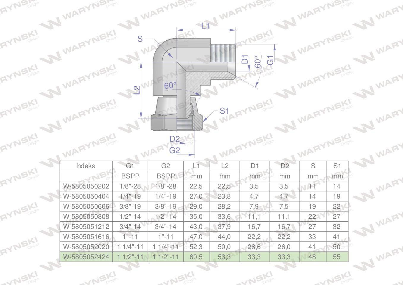 Kolanko hydrauliczne calowe AB 1 1/2" BSP Waryński W-5805052424