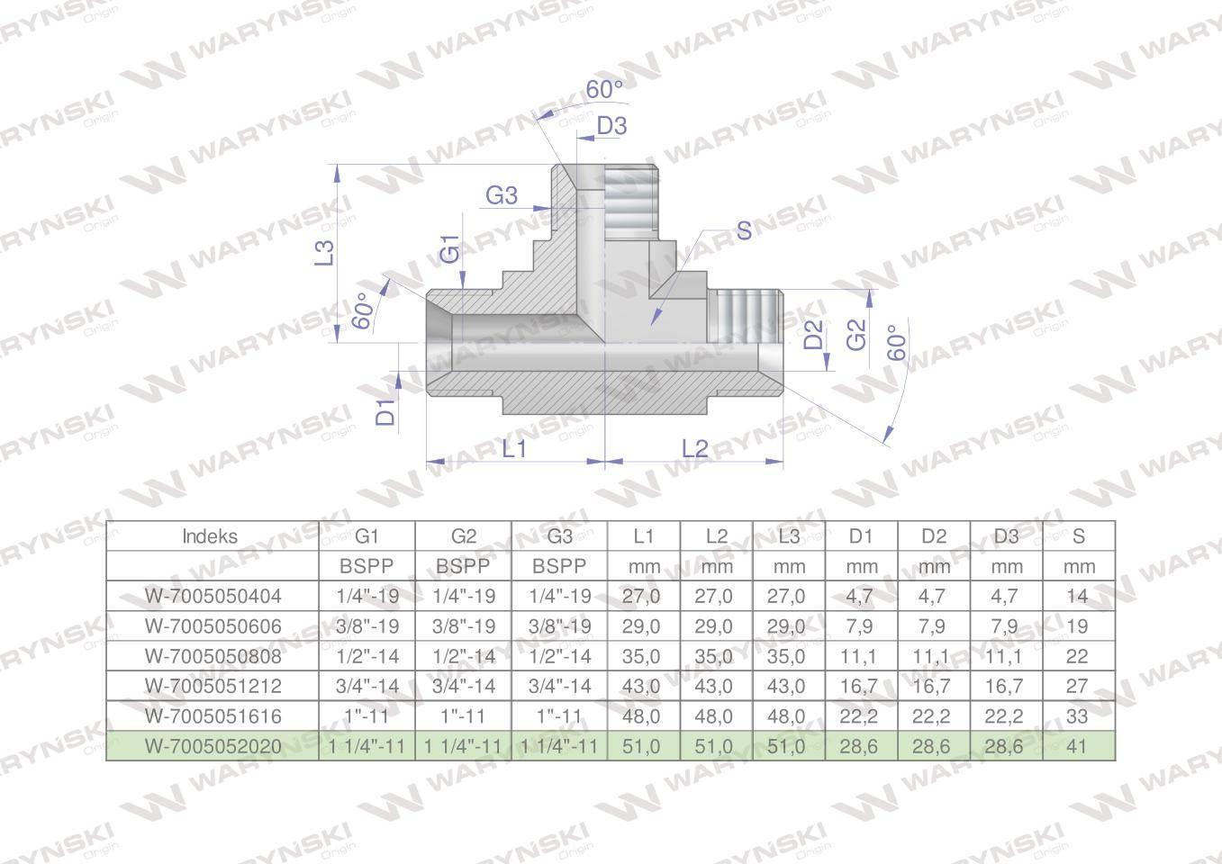 Trójnik hydrauliczny calowy BBB 1 1/4" BSP (XT) Waryński W-7005052020 - zdjęcie 4