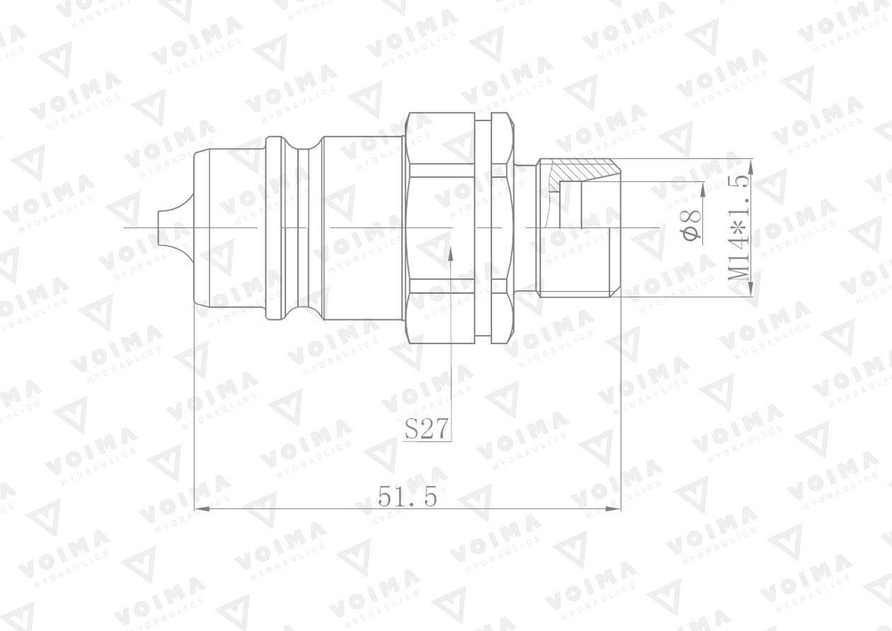 Szybkozłącze hydrauliczne wtyczka EURO M14x1.5 GZ (9100814W) VOIMA V-M14WT - zdjęcie 2