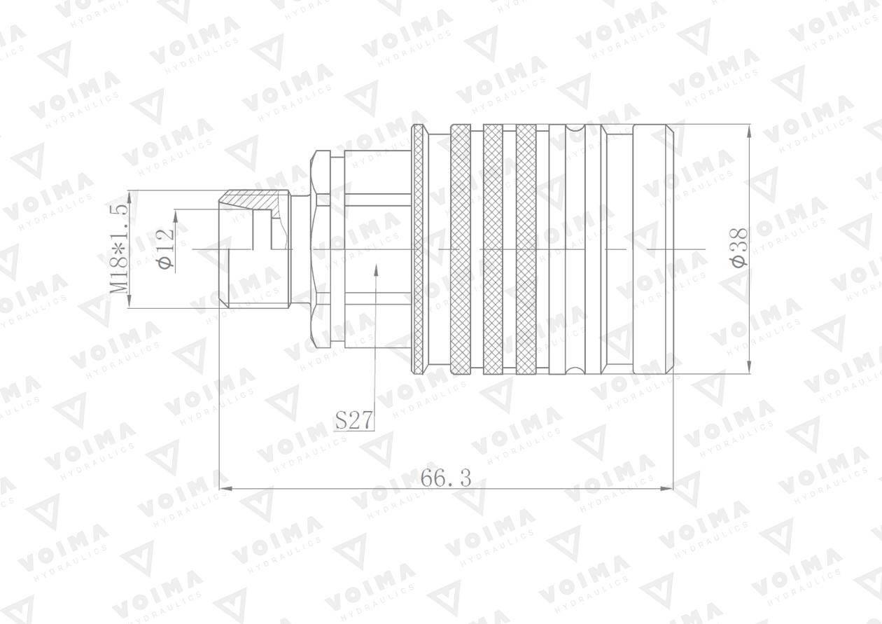 Szybkozłącze hydrauliczne gniazdo EURO M18x1.5 GZ Push-pull (9100818G) VOIM - zdjęcie 2
