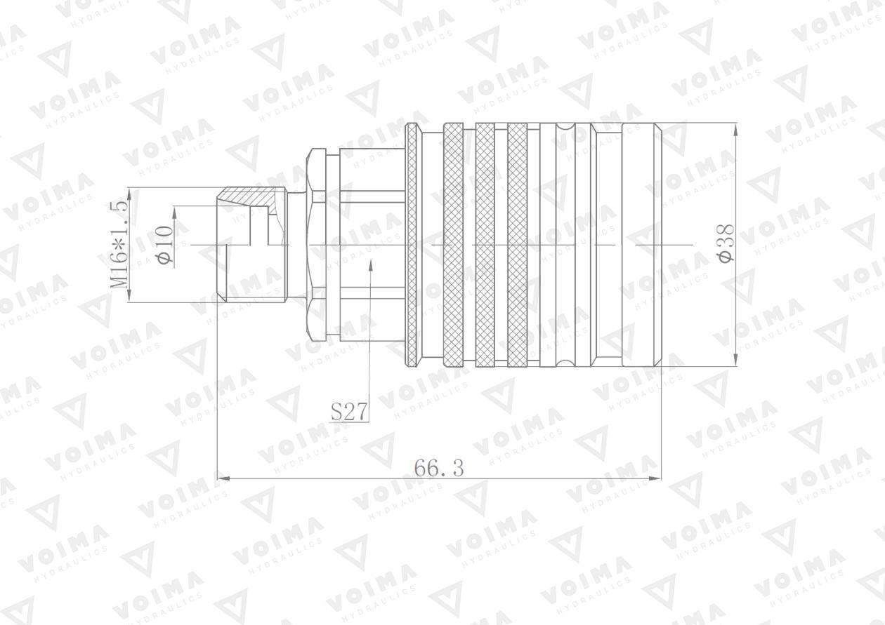 Szybkozłącze hydrauliczne gniazdo EURO M16x1.5 GZ Push-pull (9100816G) VOIM - zdjęcie 2