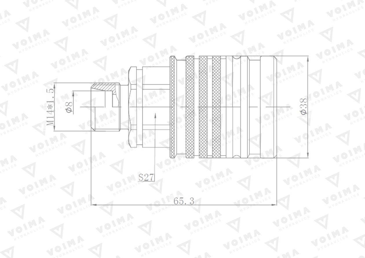 Szybkozłącze hydrauliczne gniazdo EURO M14x1.5 GZ Push-pull (9100814G) VOIM - zdjęcie 2