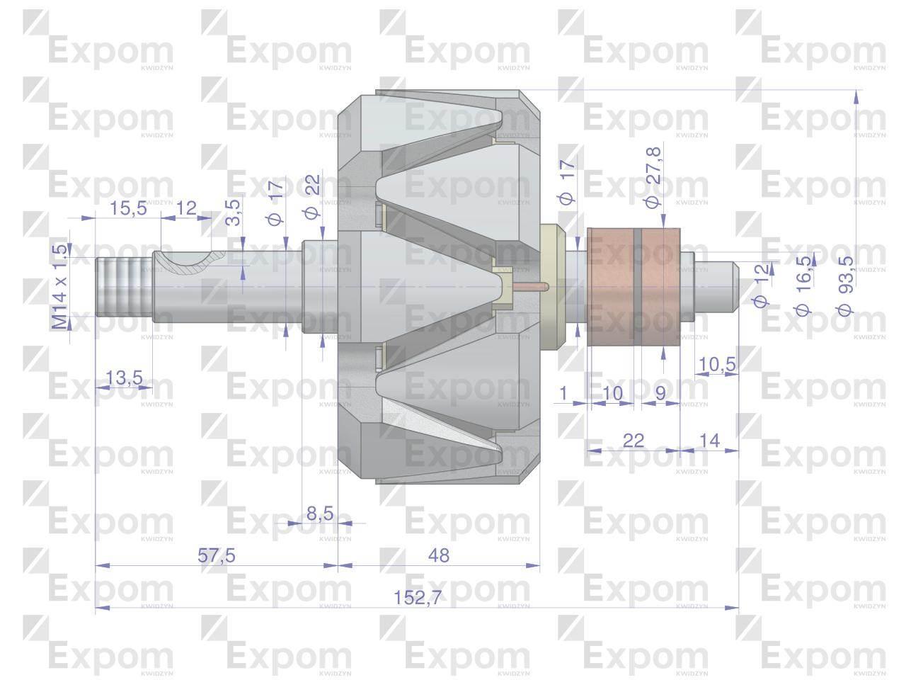 Wirnik alternatora 0120484011EX Nowy Typ EXPOM KWIDZYN eu 1124034652EX - zdjęcie 3
