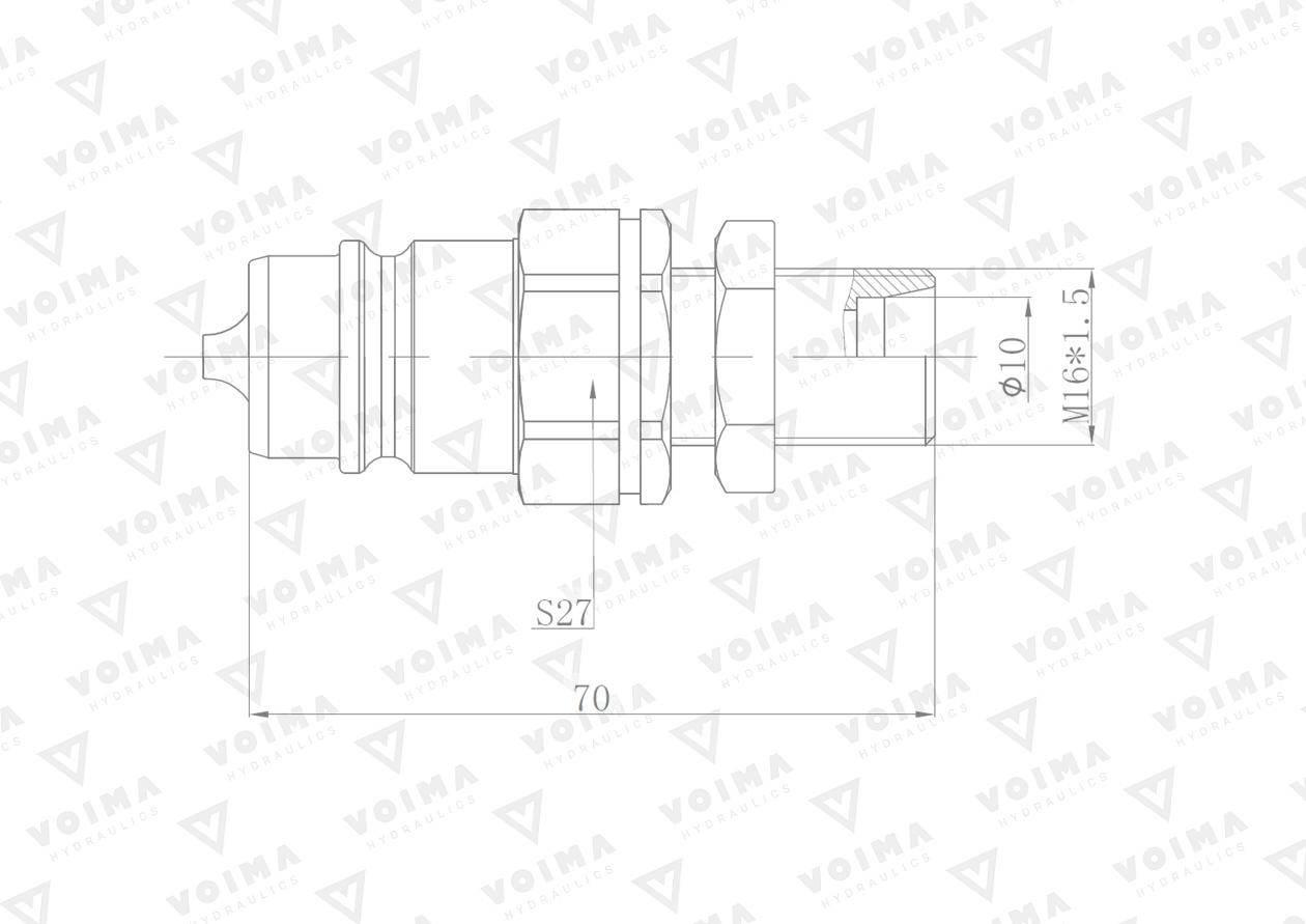 Szybkozłącze hydrauliczne wtyczka EURO M16x1.5 GZ long (9100816LW) VOIMA - zdjęcie 2