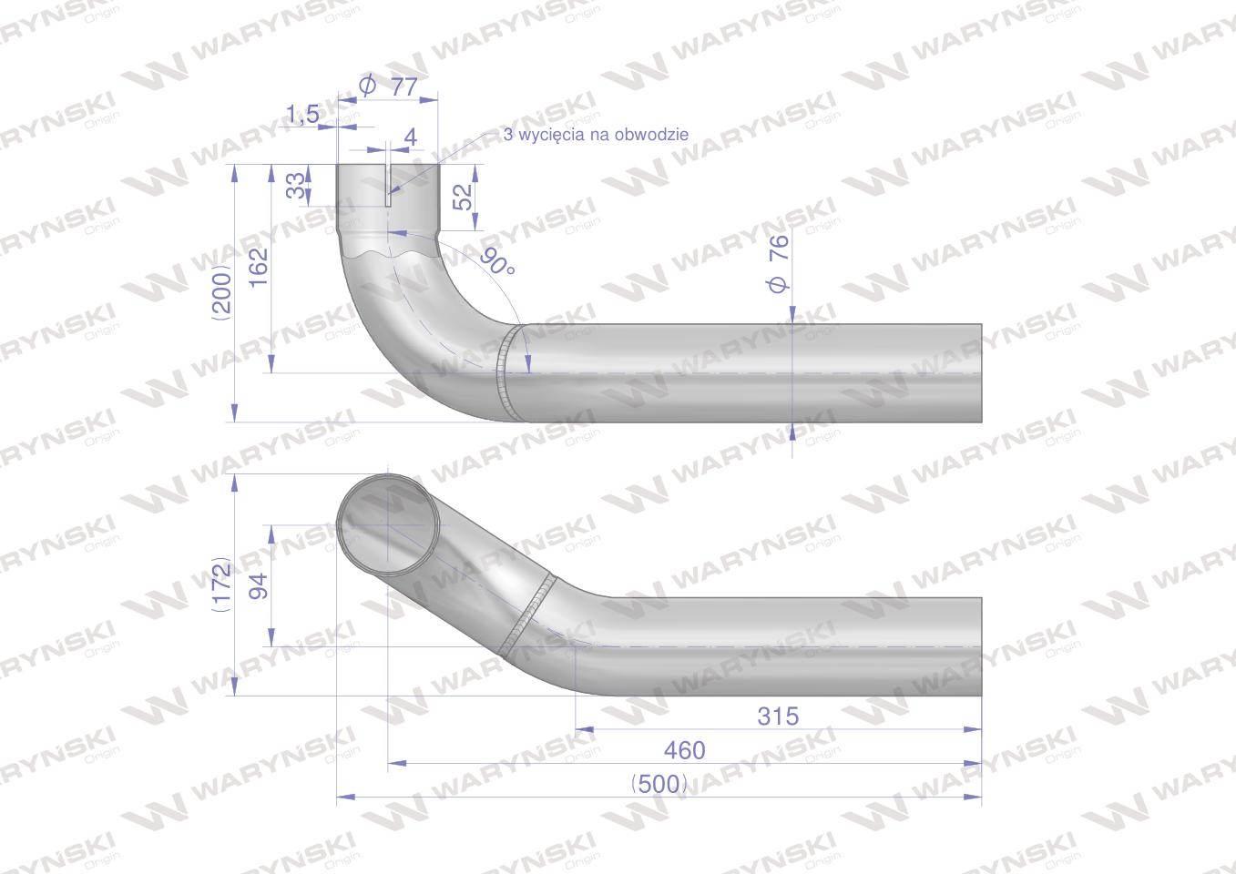 Kolano rura łączeniowa tłumika inox AL155688. AL164277 John Deere WARYŃSKI - zdjęcie 3