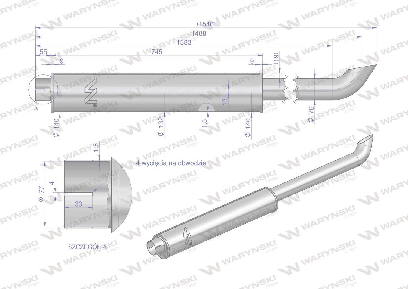 Tłumik rura Renault 7700519115, 7700641942 inox WARYŃSKI 7700014000.1W - zdjęcie 5