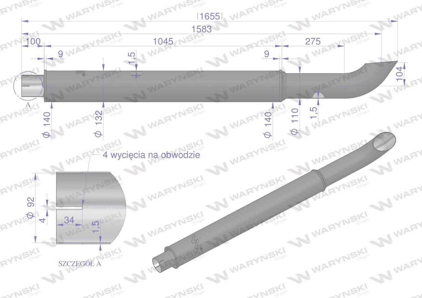 Tłumik rura wydechowa Renault Ares WARYŃSKI 7700043898W - zdjęcie 3