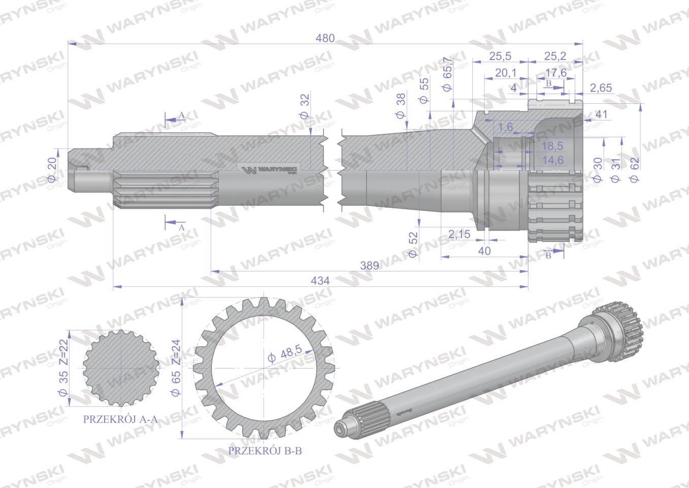 Wałek sprzęgłowy 86126086 C-385 WARYŃSKI 86126086W - zdjęcie 3