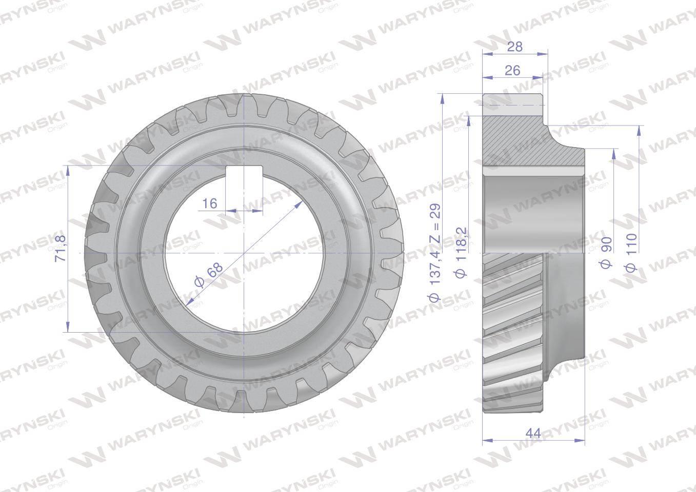 Koło napędzające II biegu 86120018 Z-29 C-385 WARYŃSKI 80121182W - zdjęcie 3