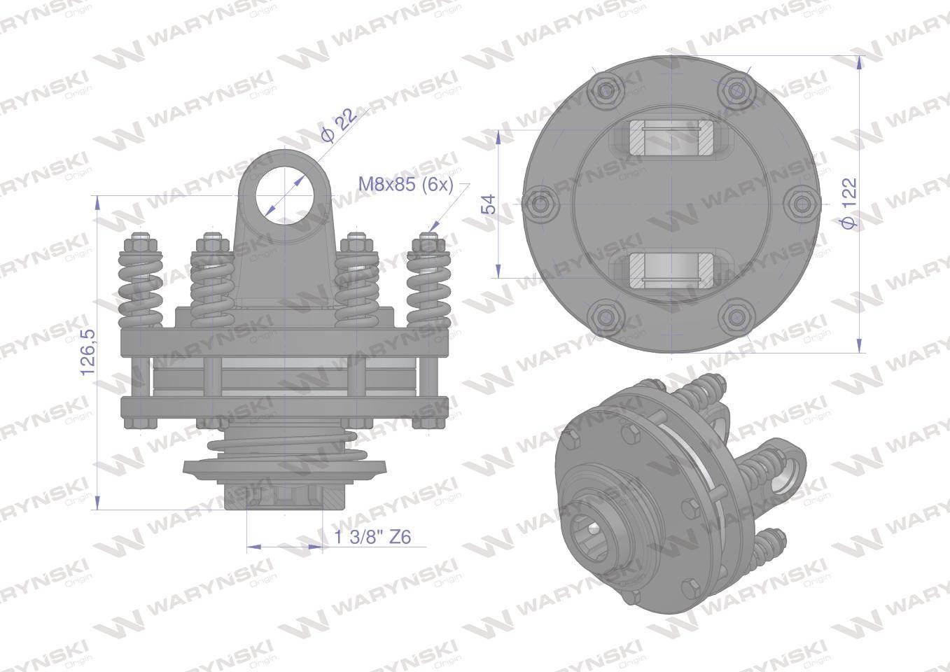 Sprzęgło cierne wału Seria 1R 300Nm - 1 3/8 Z6 WARYŃSKI WR213150 - zdjęcie 3