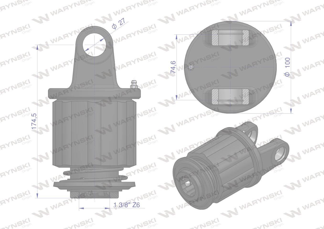 Sprzęgło zapadkowe wału Seria 3R 900 Nm - 1 3/8 Z6 WARYŃSKI WR213338 - zdjęcie 3