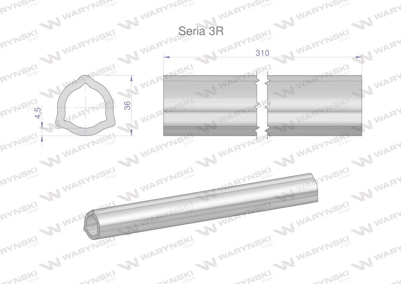 Rura wewnętrzna Seria 3R do wału 460 przegubowo-teleskopowego 36x4.5 mm 315