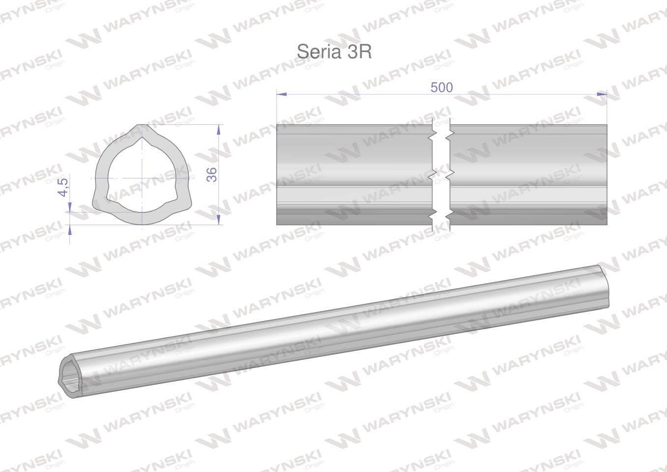 Rura wewnętrzna Seria 3R do wału 660 przegubowo-teleskopowego 36x4.5 mm 505
