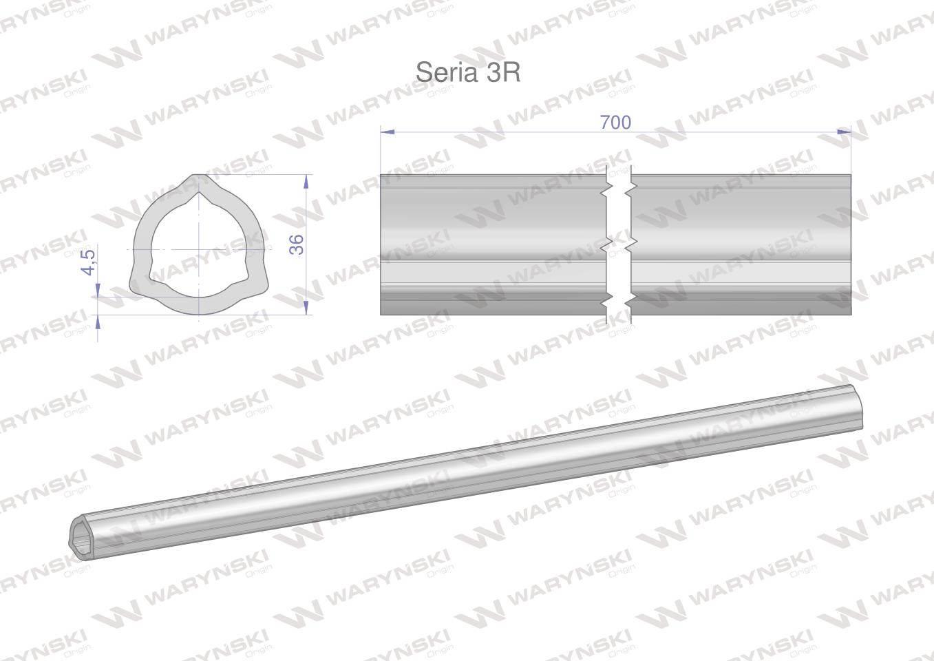 Rura wewnętrzna Seria 3R do wału 860 przegubowo-teleskopowego 36x4.5 mm 705