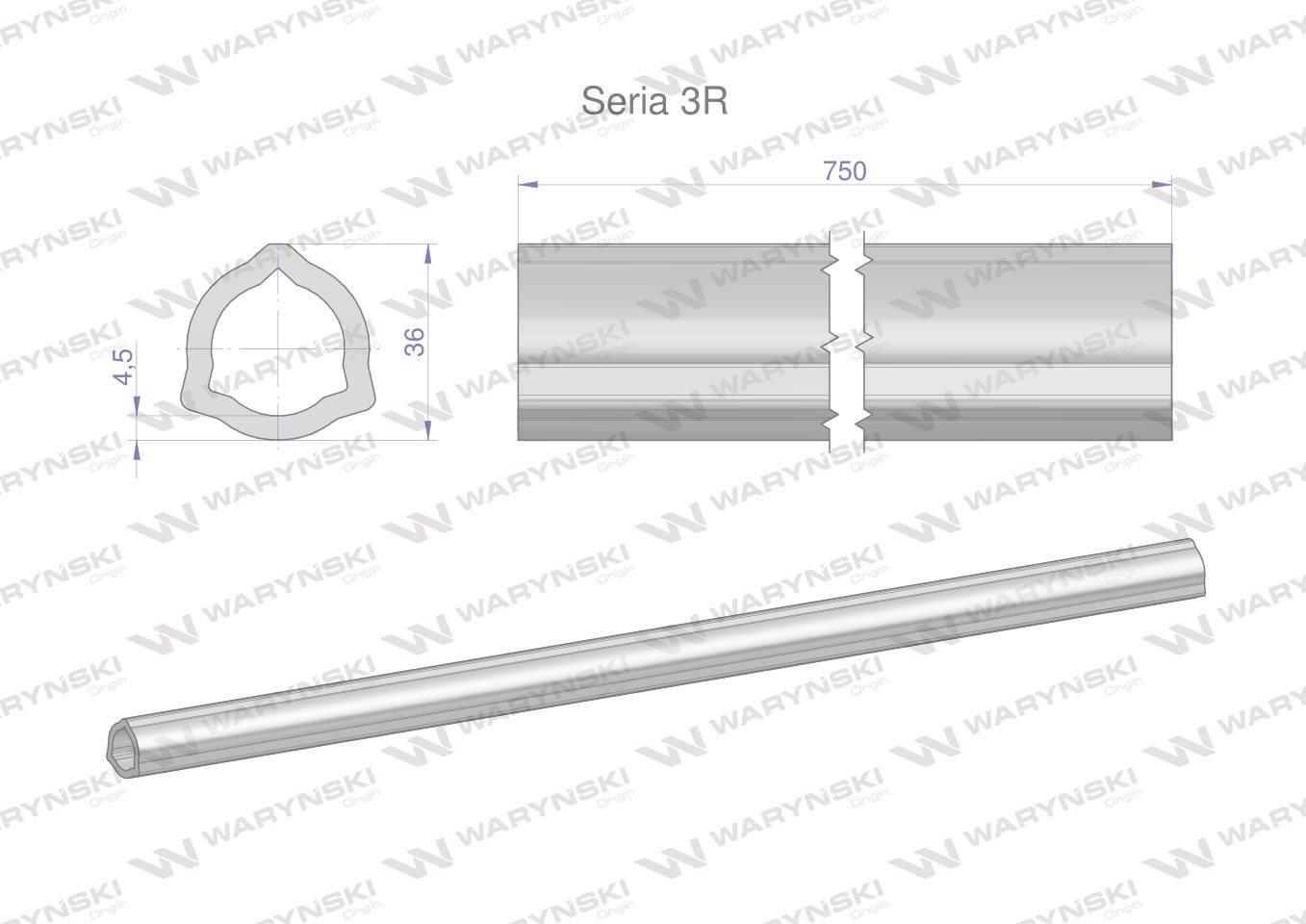 Rura wewnętrzna Seria 3R do wału 910 przegubowo-teleskopowego 36x4.5 mm 755