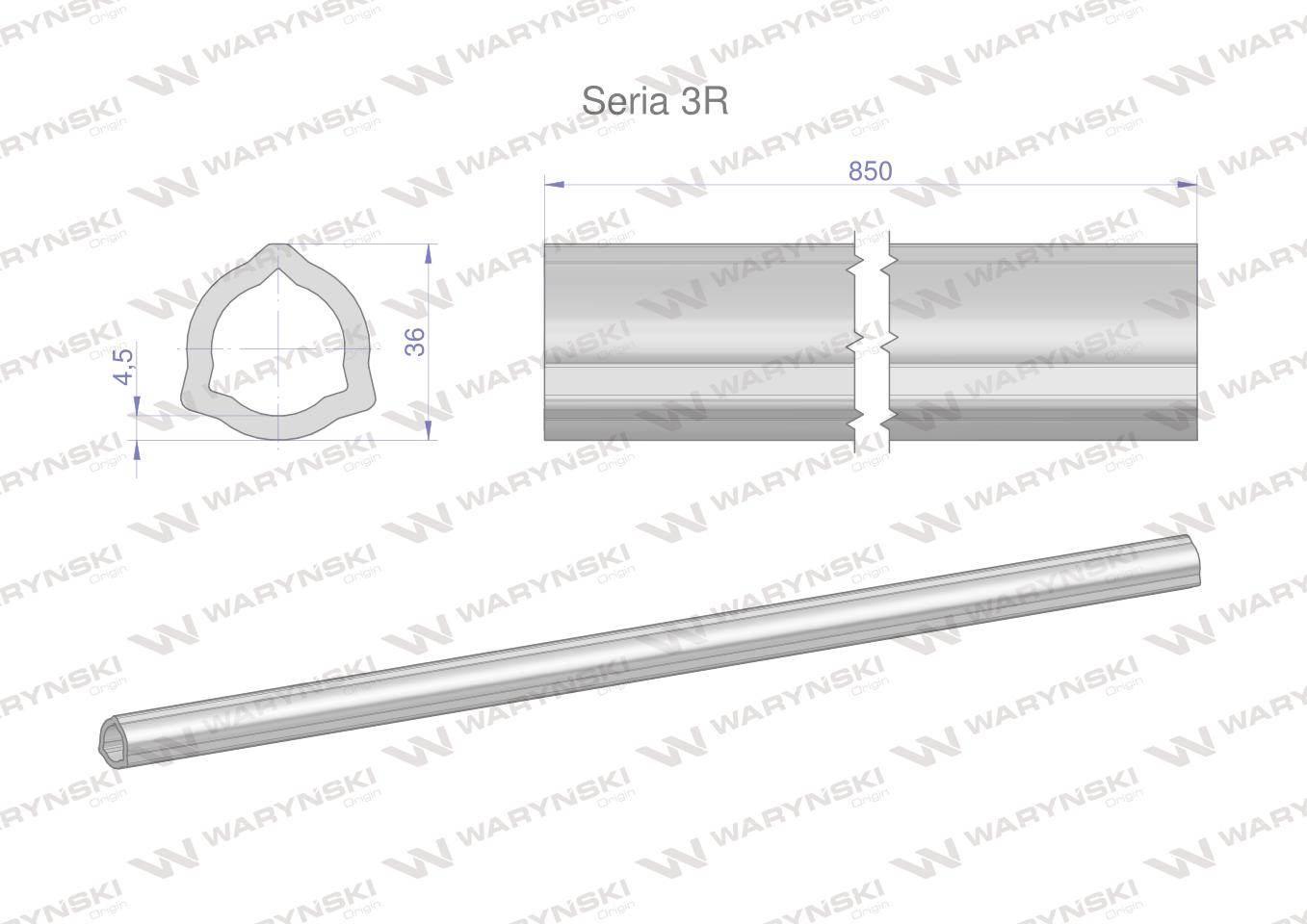 Rura wewnętrzna Seria 3R do wału 1010 przegubowo-teleskopowego 36x4.5 mm 85