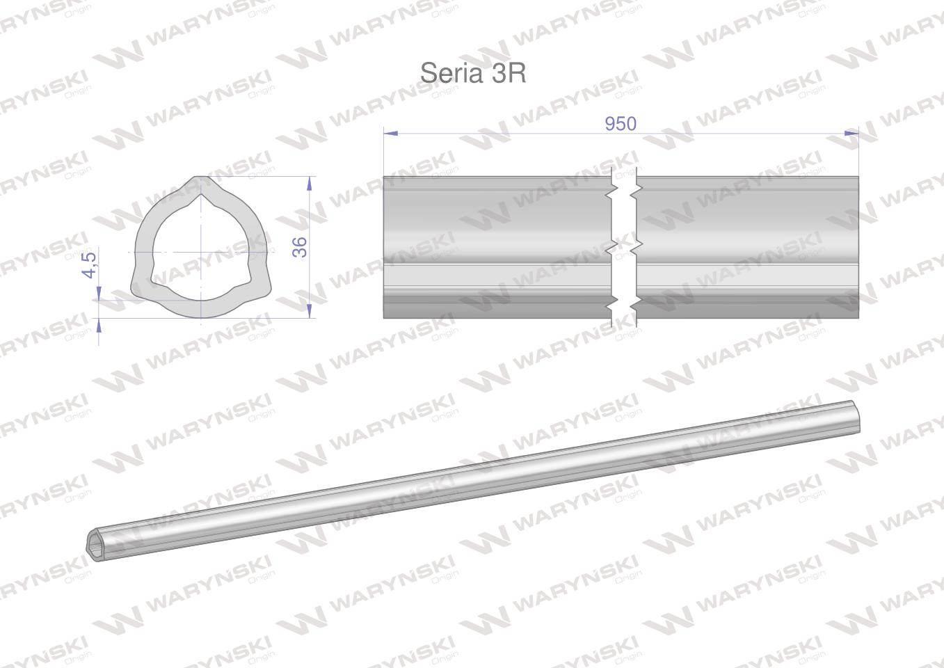 Rura wewnętrzna Seria 3R do wału 1110 przegubowo-teleskopowego 36x4.5 mm 95