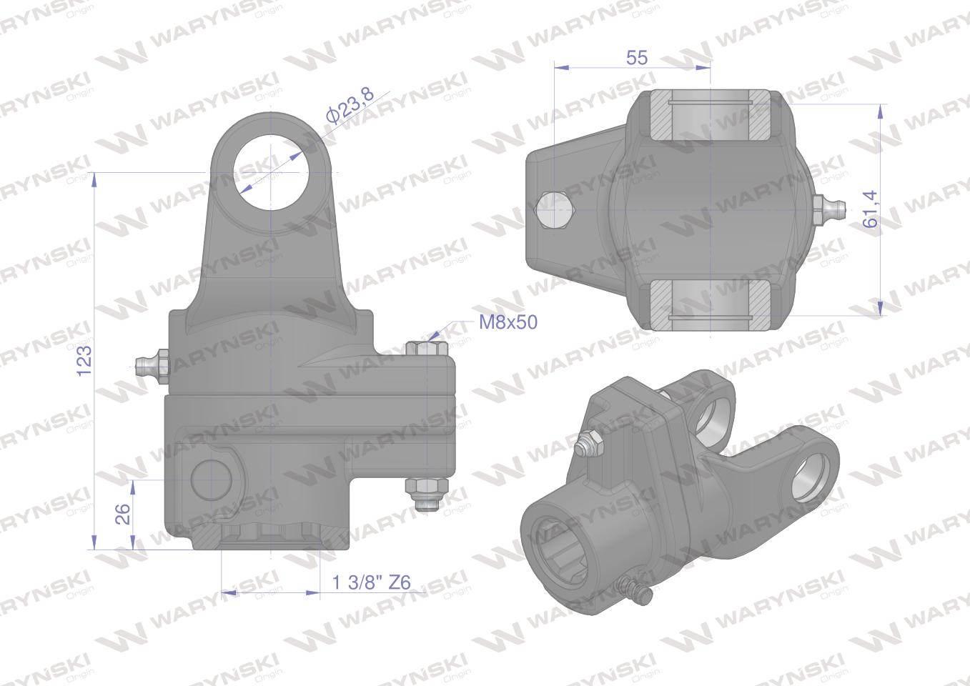 Sprzęgło na kołek wału Seria 2R 650Nm - 24x61 - 1 3/8 Z6 WARYŃSKI WR214271 - zdjęcie 3