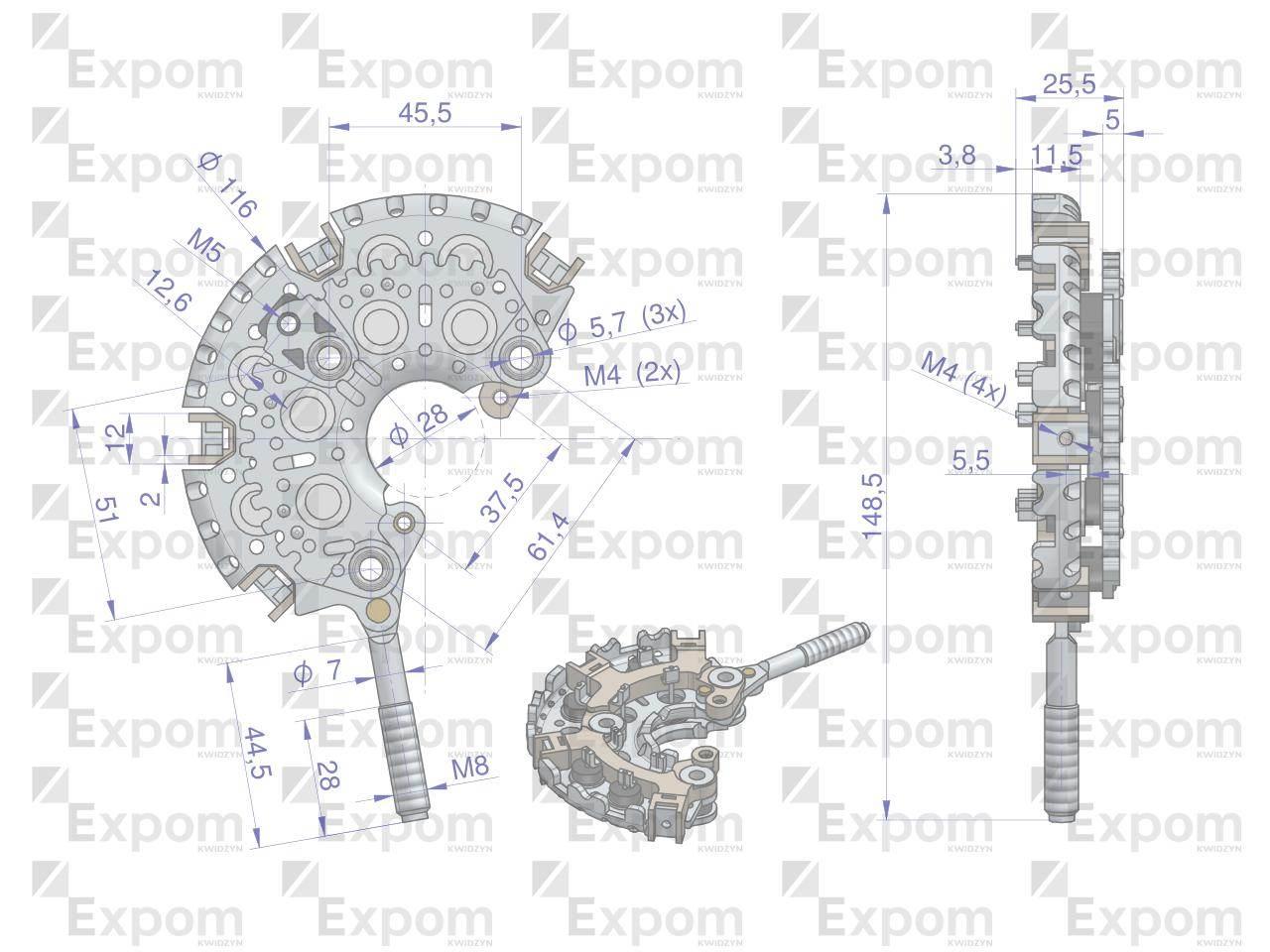 Prostownik alternatora 100211-6420EX Nowy Typ EXPOM KWIDZYN eu - zdjęcie 2