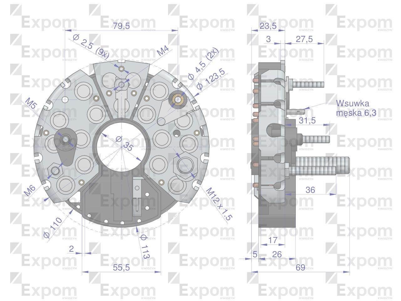 Prostownik diody 0120468055EX Nowy Typ EXPOM KWIDZYN eu 1127320954EX - zdjęcie 2