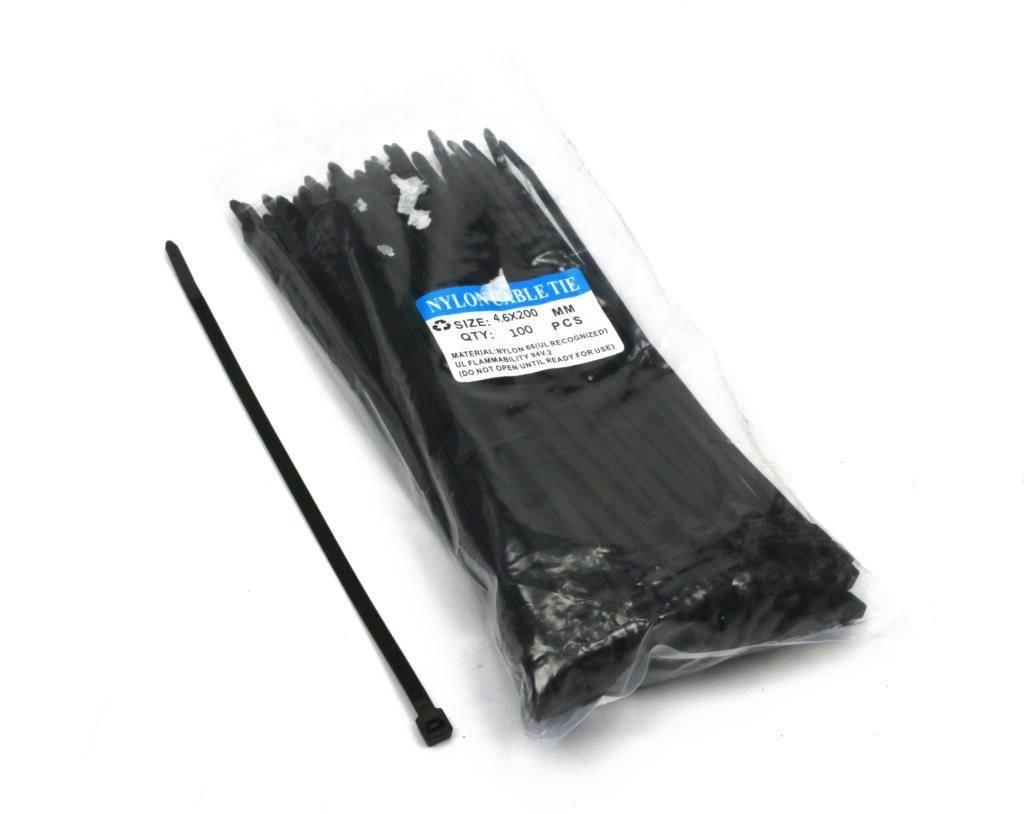 Opaski kablowe 4.6 x 200mm 100 szt w worku czarne odporne na UV