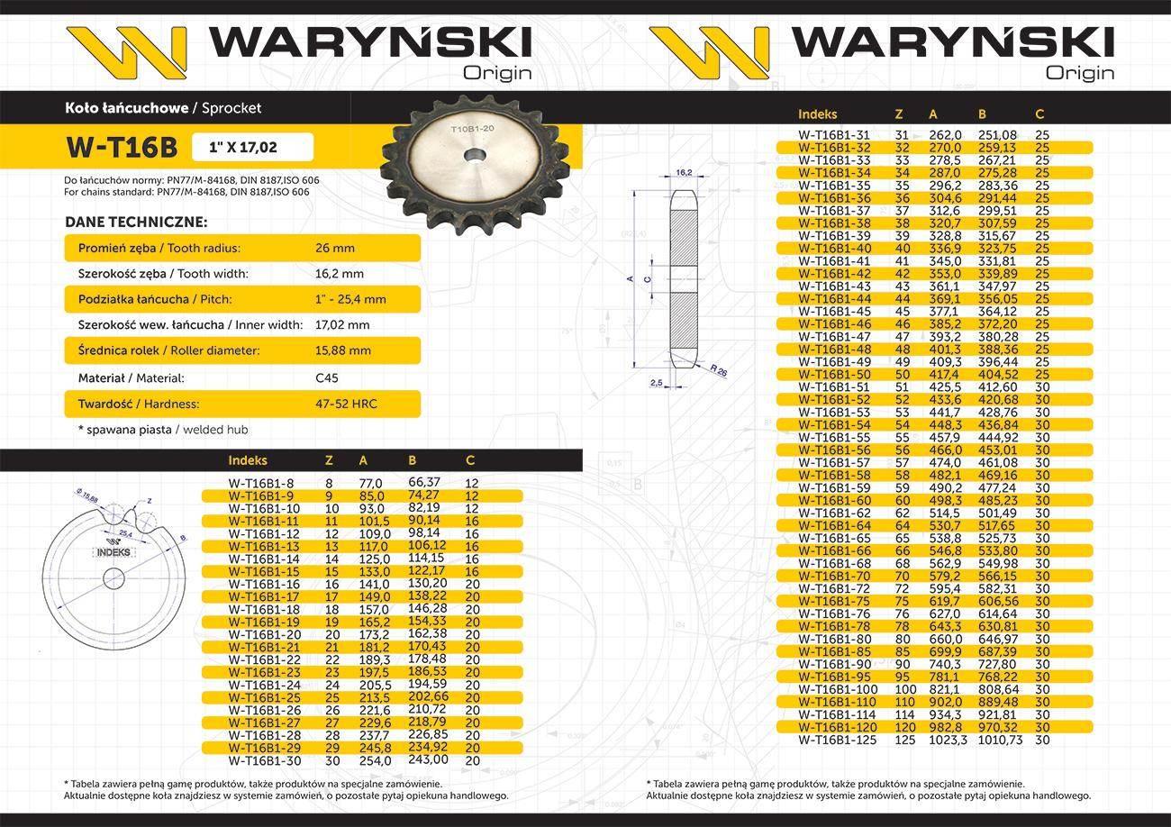 Koło zębate hartowane tarcza 16B-1 (R1 1) Z-30 Waryński W-T16B1-30 - zdjęcie 3