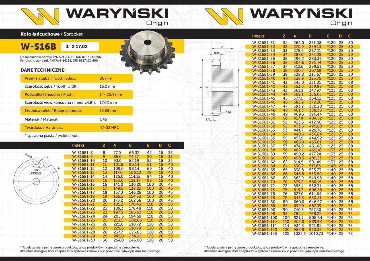 Koło zębate hartowane z kołnierzem 16B-1 (R1 1) Z-30 Waryński W-S16B1-30 - zdjęcie 3