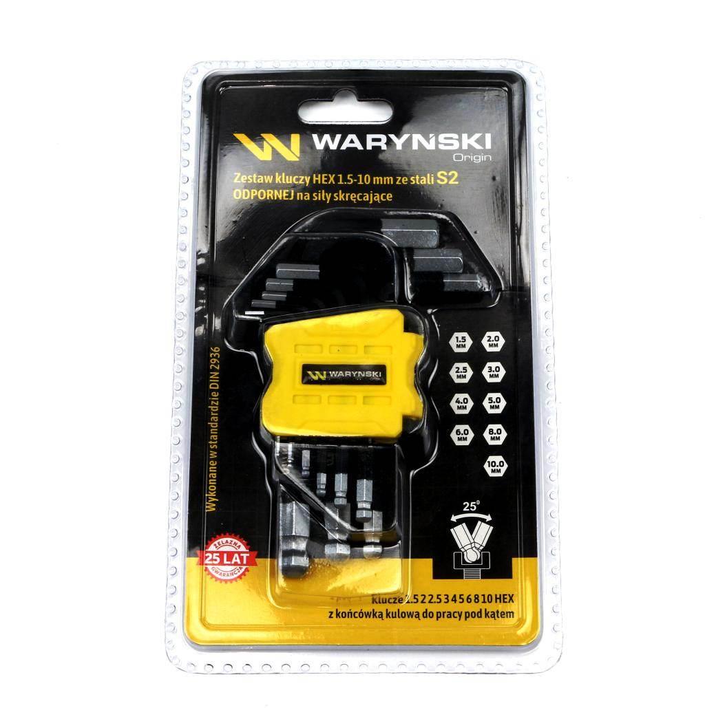 Zestaw kluczy HEX 1.5-10 mm ze stali S2 9el w uchwycie Waryński WMK192 - zdjęcie 2