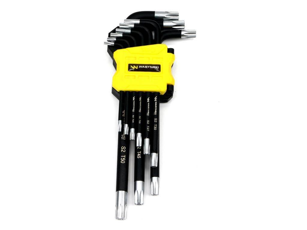 Zestaw kluczy przedłużonych TORX T10-T50 ze stali S2 9el w uchwycie Waryńsk